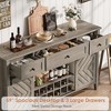Rustic Sideboard with Drawer, Removable Wine Rack, Farmhouse Sideboard with Adjustable Shelf for for Dining Room, Kitchen, Vintage - 4 of 4