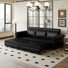 93"Pull Out Sofa Couch Bed Sofa King Size 3 In 1 Convertible Sleeper Sofa Bed Faux Leather Chesterfield Sofa With Nailhead Trim &Rolled Arm-Cuddlewood - 2 of 4