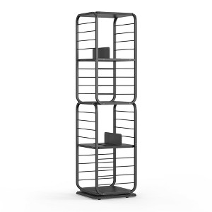 4-Tier Rotating Bookshelf, Bookcase with Bookends for Small Spaces, Corner Shelf, Steel Frame - 1 of 4