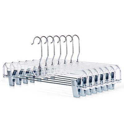 HOUSE DAY 14 inch Plastic Pant & Skirt Hangers with Adjustable Clips