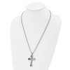 Black Bow Jewelry Stainless Steel & Black Plated Large Fleur de lis Cross Necklace, 24in - 3 of 4