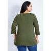 Avenue Women's Plus Size Sabrina Button Detail 3/4 Sleeve Top - 3 of 4