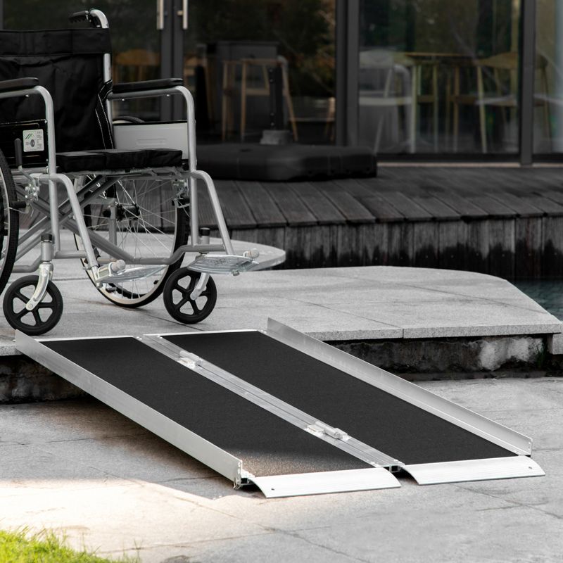 Homcom 5' Portable Wheelchair Ramp Aluminum Threshold Mobility Single ...