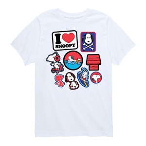 Boys' - Peanuts - I Heart Snoopy Patches Short Sleeve Graphic T-Shirt - 1 of 4