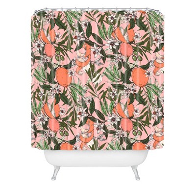 Marta Barragan Camarasa Olives in the Flowers Shower Curtain Pink - Deny Designs