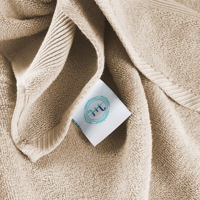 Beige Cotton 6-Piece Bath and Washcloth Towel Set