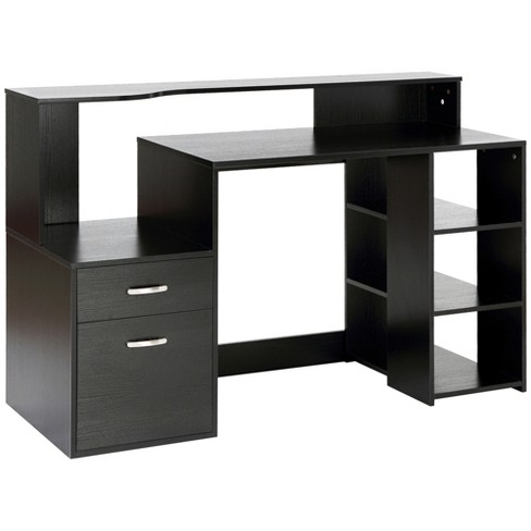 HOMCOM 83'' Two Person Desk with Storage Shelves, Computer Office