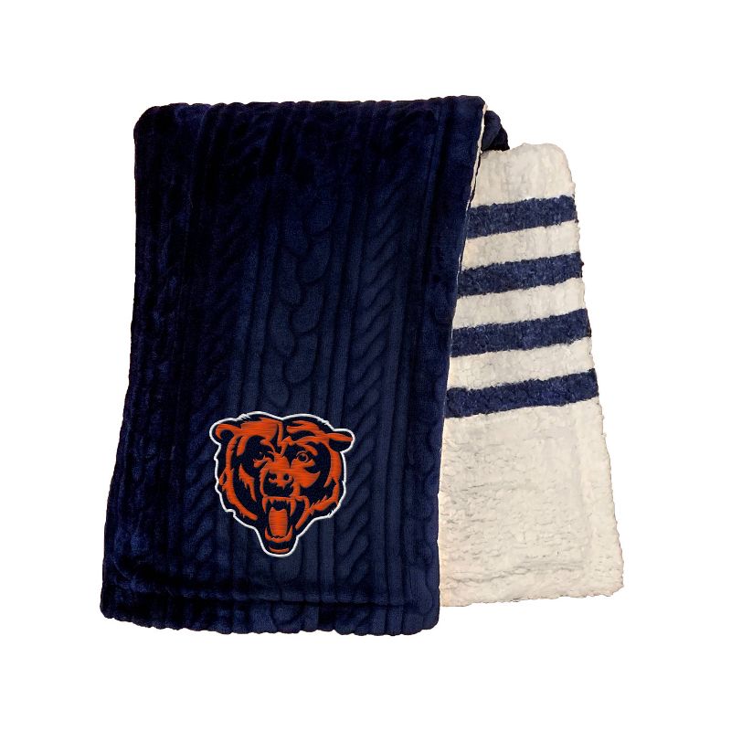 NFL Chicago Bears Embossed Logo Faux Shearling Stripe Blanket, 2 of 4