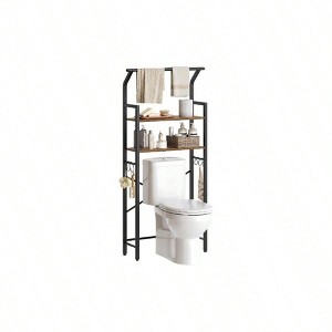 Over Toilet Storage 2 Tier Bathroom Organizer Shelves with Hooks Multifunctional Vertical Toilet Shelf Storage - 1 of 4