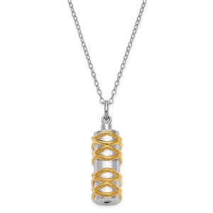 Black Bow Jewelry Sterling Silver & Gold Tone Cylinder Ash Holder Necklace, 18 Inch - 1 of 4