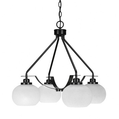 Toltec Lighting Odyssey 3 - Light Chandelier in  Matte Black with 7" White Muslin Shade