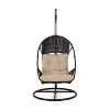 GDFStudio Emmie Outdoor Wicker Hanging Chair with Iron Stand and Water Resistant Cushion - 4 of 4