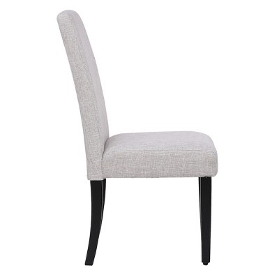 Light Gray Upholstered Linen Parsons Side Chair with Wood Legs