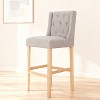 31" Contemporary Tufted Fabric Wingback Counter Stools, Set of 2, Coffee Gray with Natural Legs, Stylish and Comfortable Bar Seating - 3 of 4