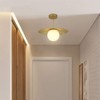 PAKOKULA 1-Light Golden Diffuser Pendant Light with Metal Pleated Gold Shade and White Glass Shade - 4 of 4