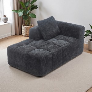37.5" Chenille Minimalist Loveseat Sofa with Sleeper & Deep Seat - 1 of 4