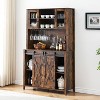 70"Farmhouse Wine&Coffee Bar Cabinet with Hutch,Tall Storage Pantry with Sliding Barn Doors,Wine Bottle/Glass Racks, Buffet for Dining Room/Home Bar - 4 of 4