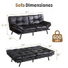 Dyonery 71" Faux Leather Convertible Futon Sofa Bed with Adjustable Backrest & Armrests, Comfy Loveseat Sleeper Couch for Compact Spaces - 2 of 4