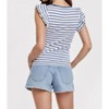 Women's Akiko Ruffle Sleeve Striped Boat Neck Ribbed Top - Another Love - 2 of 4