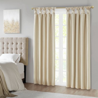 Champagne Faux Silk Blackout Tab Top Window Panel