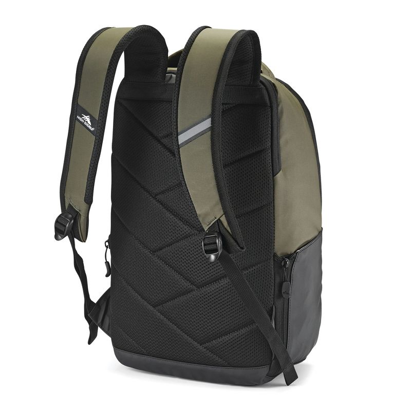 High Sierra Luna Polyester Large Storage Backpack with Grab Handle, 360 Degree Reflectivity, and Laptop Padded Pocket Sleeve, Olive & Black, 3 of 7
