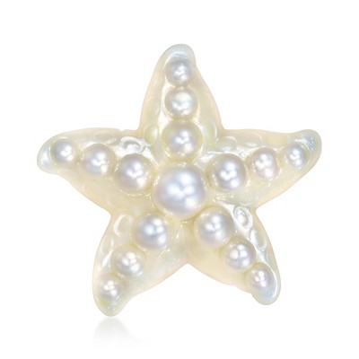 Ross-Simons 3-7mm Cultured Pearl and Mother-Of-Pearl Starfish Pendant With 14kt Yellow Gold Size 1.13