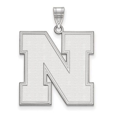 Black Bow Jewelry 10k White Gold Nebraska Cornhuskers NCAA Extra Large Pendant