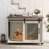 Whizmax Dog Crate Furniture with Sliding Barn Door,Flip Top Furniture Style Dog Crate End Table with Wheels,Indoor Dog Kennel Furniture with Removable Divider,Dog House - 2 of 4