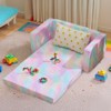 Angel Sar All-Sponge Kids Double Foldable Sofa Bed, 2-in-1 Sleeper with Spray-Print Slant Peach Fabric, Frame-Free Safety for Two Children - 2 of 4
