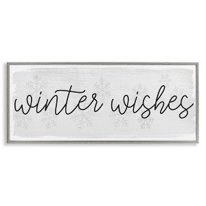 Stupell Industries Winter Wishes Sentiment Framed Giclee Art, Gray, 24" x 10" - 1 of 4