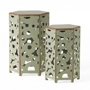 2pc Parrish Accent Tables - Antique Green - Christopher Knight Home - 1 of 4