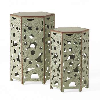 2pc Parrish Accent Tables - Antique Green - Christopher Knight Home