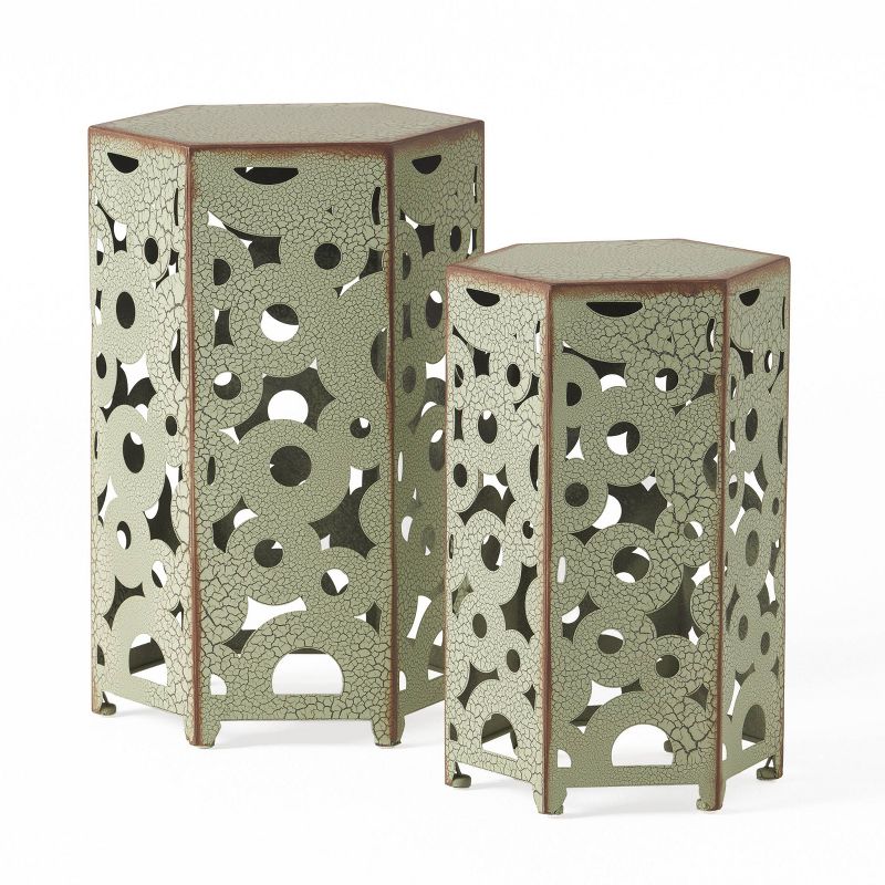 2pc Parrish Accent Tables - Antique Green - Christopher Knight Home, 1 of 6