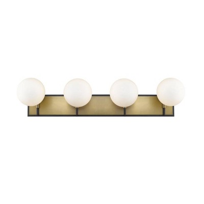 Matte Black and Brass 4-Light Dimmable Vanity Fixture