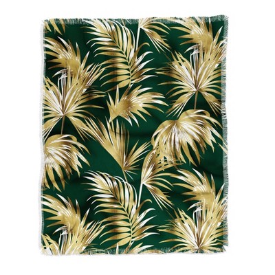 Marta Barragan Camarasa Golden Palms Woven Throw Blanket Green - Deny Designs