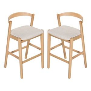 Indoor Rubberwood Bar Stools Set of 2,Modern Armless Bar Stools with Cushion for Kitchen Island,Upholstered Dining Room Bar Stools-Coolbibila - 1 of 4