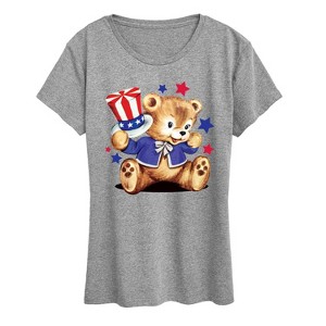 Women's - Instant Message - Patriotic Bear Short Sleeve Graphic T-Shirt - 1 of 4