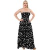 LA LEELA Women's Tube Dress Flowy Maxi Top One Size Raven Floral - 4 of 4