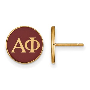Black Bow Jewelry 14k Yellow Gold Plated Sterling Silver Alpha Phi Greek Life Stud Earrings - 1 of 3