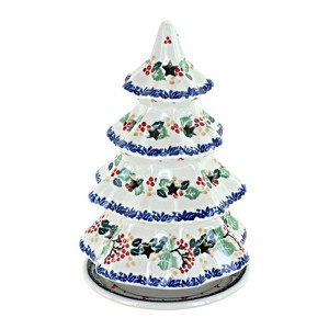 Blue Rose Polish Pottery 602 Ceramika Artystyczna Large Christmas Tree Luminary - 1 of 2