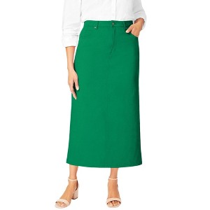 Jessica London Classic Cotton Denim Midi Skirt - 1 of 4