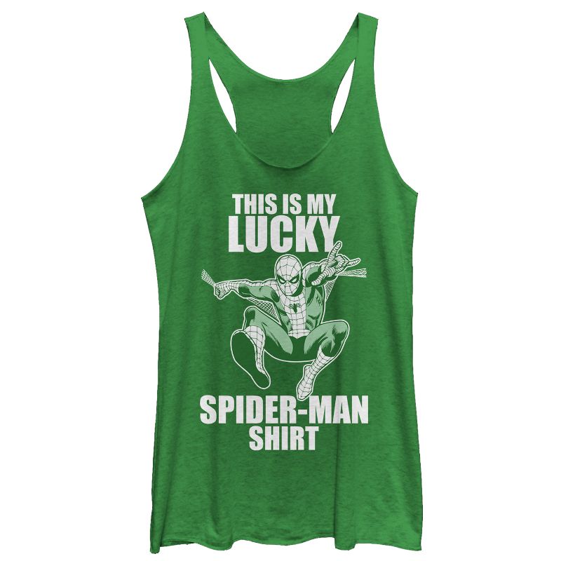 Women's Marvel St. Patrick's Day Spider-Man Lucky Racerback Tank Top, 1 of 4