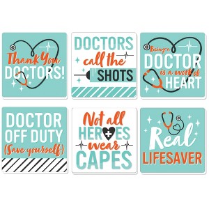 Big Dot of Happiness Thank You Doctors - Funny Doctor Appreciation Week Decorations - Drink Coasters - Set of 6 - 1 of 4