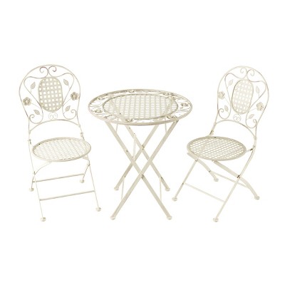 Hastings Home Folding Bistro Table and Chairs - 3pcs, White