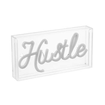 11.88" x 5.88" Hustle Contemporary Glam Acrylic Box USB Operated LED Neon Light Pink - JONATHAN Y