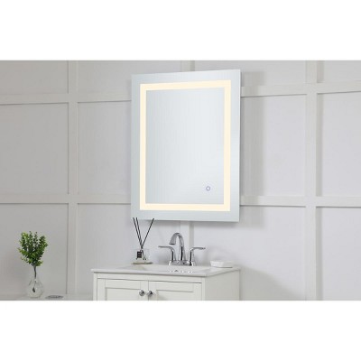 Silver Rectangular LED Vanity Bathroom Mirror with Smart Touch and Defogger