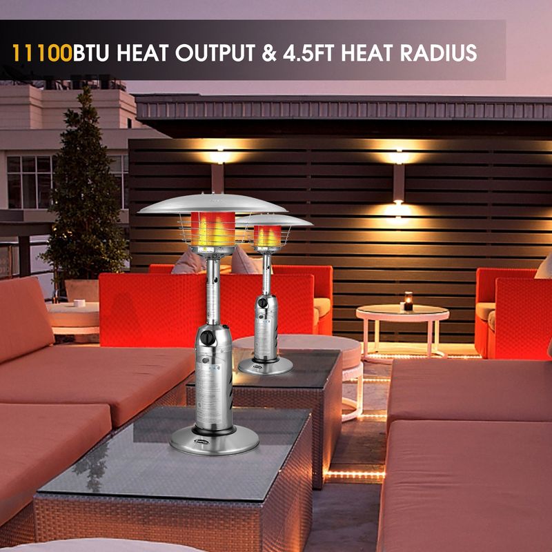 Costway Patio Heater 11,000BTU Portable Tabletop Stainless Steel Standing Propane Heater, 5 of 11