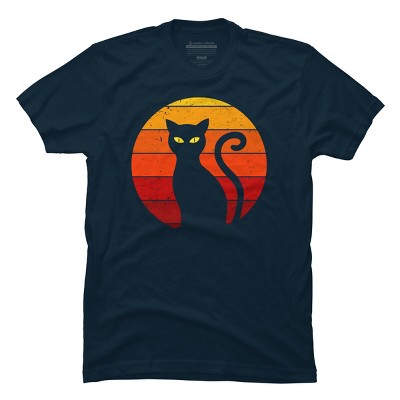 Men's Design By Humans Vintage Retro Sunset Halloween Black Cat I By lemonpepper T-Shirt
