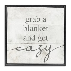 Stupell Industries Grab Blanket Get Cozy Phrase Floating Frame Canvas Art - 1 of 4