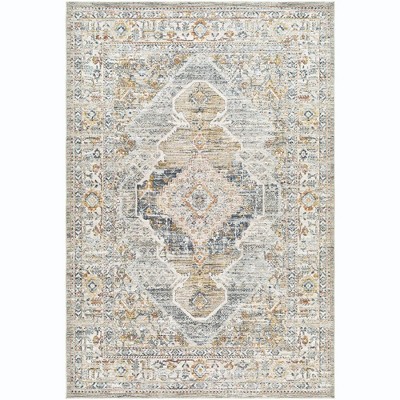 Mark & Day Chrystie 2'x2'11" Rectangle Woven Indoor Area Rugs Charcoal: Traditional Medallion, Stain-Resistant, Polyester